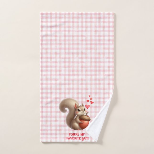 Écureuil drôle mignon de la Saint-Valentin (Serviette à main)