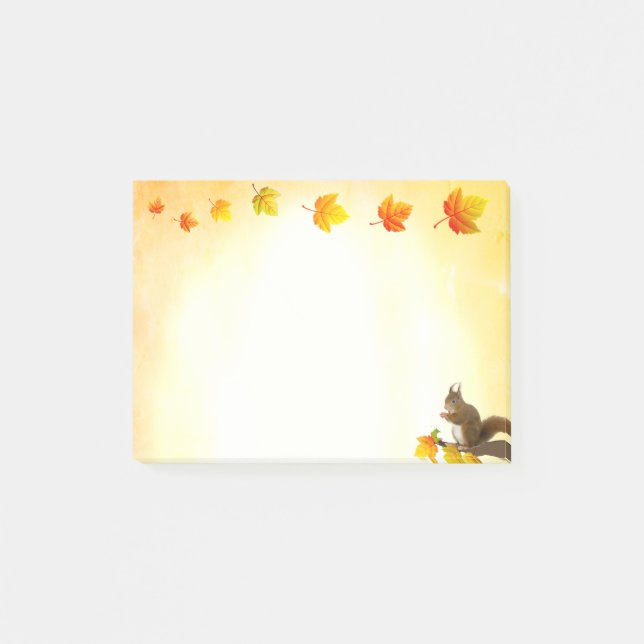 Écureuil et feuilles d'automne Notes post-it (Devant)