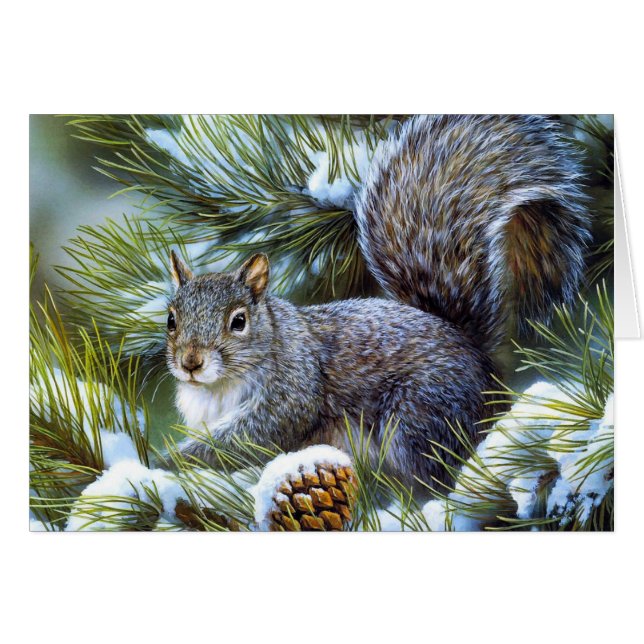 Écureuil (gris) gris de neige d'hiver… (Devant horizontal)