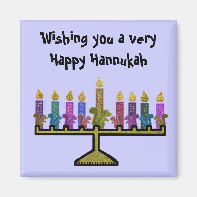 Écureuil Hannukah Menorah Magnet (Devant)