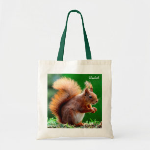 Écureuil mignon sur le sac d'herbe