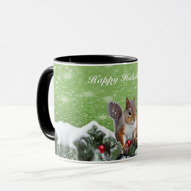 Écureuil Noël Fêtes Mug (Devant gauche)