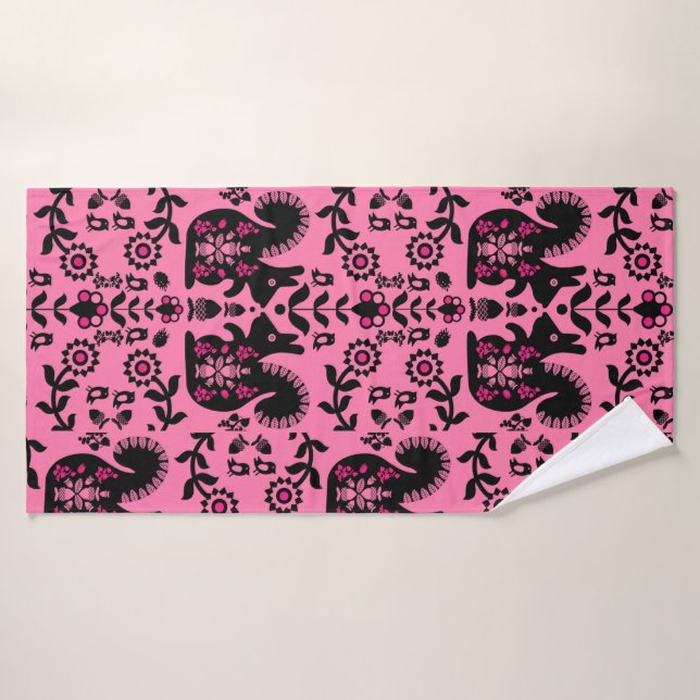 Écureuil Nordic Scandinave Folk Art (Serviette de bain)