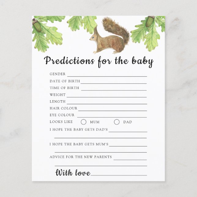 Écureuil - prédictions et conseils pour bébé (Devant)
