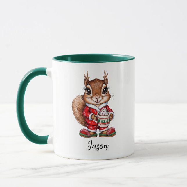 Écureuil Reindeer Mug de Noël personnalisé (Gauche)