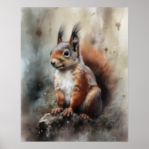 Écureuil Woodland Animal Art Imprimer Poster