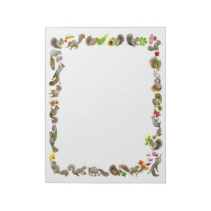 Écureuils avec Bloc-notes à fleurs