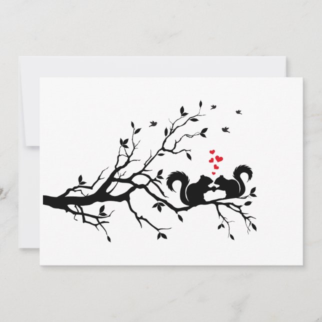 Écureuils avec des cœurs rouges sur une branche d' (Devant)