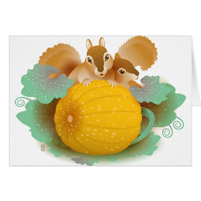 écureuils dans la correction de citrouille (Devant horizontal)