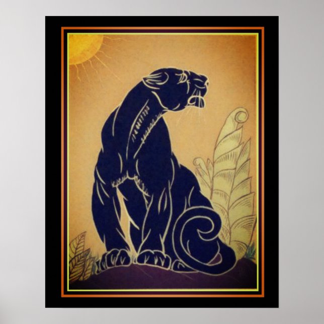 Ed Rudy Art déco Black Panther Imprimer 16 x 20 (Devant)