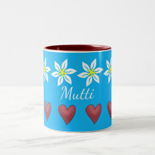Edelweiss Fleurs et Coeurs Mug personnalisé