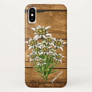 Edelweiss on Wood Look Custom iPhone X Coque