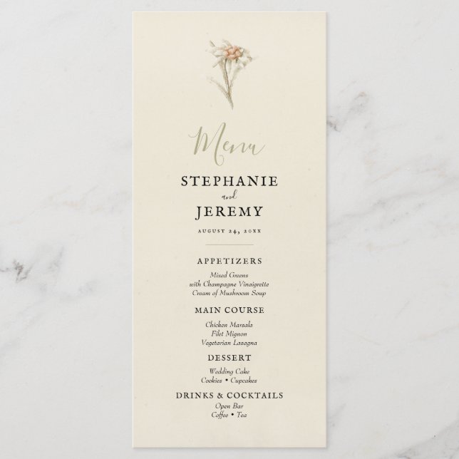 Edelweiss Vintage Floral Menu (Devant)