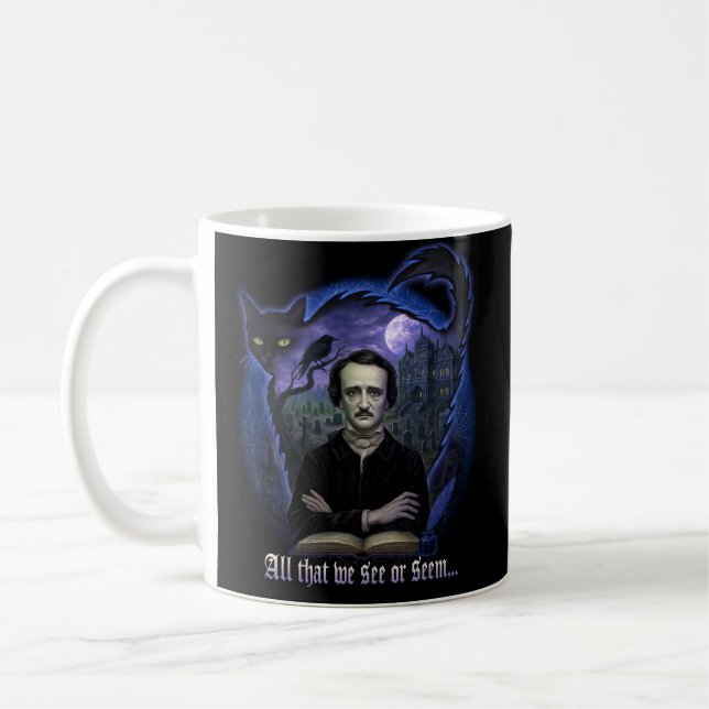 Edgar Allan Poe Gothique Mug - Haunted Raven & Cat (Gauche)