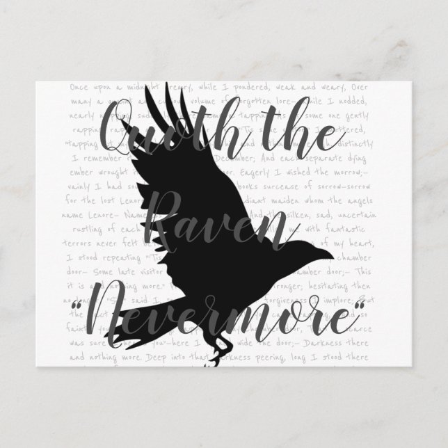 Edgar Allen Poe La Carte Postale Raven (Devant)