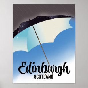 Edimbourg Ecosse poster de voyage parapluie