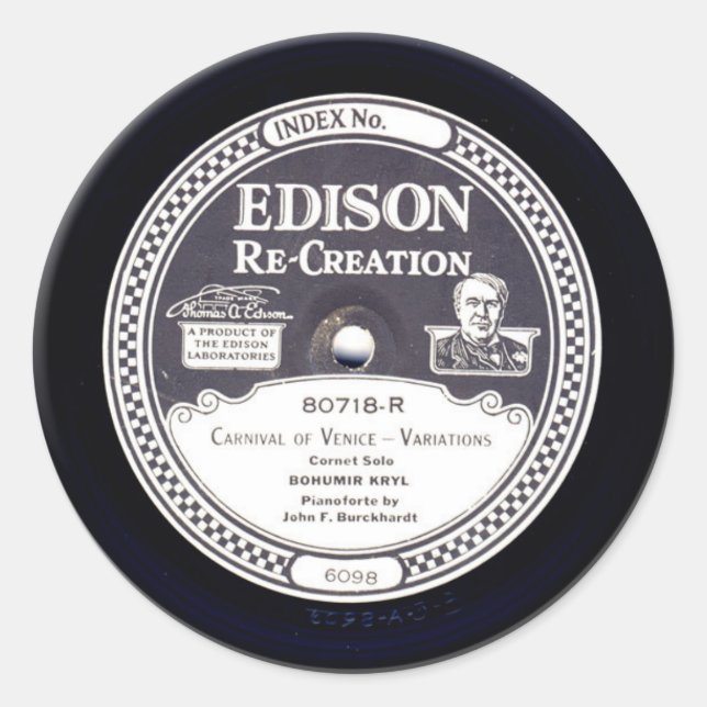 EDISON Re-Création mini phonographe autocollants (Devant)