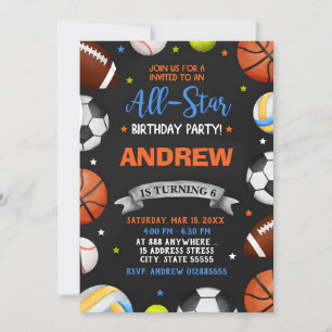 Editable All Star Sports Invitation Anniversaire