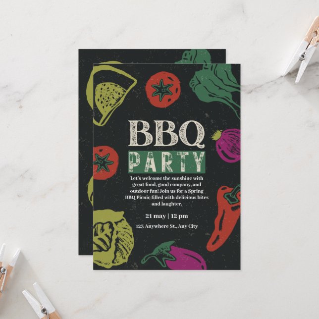 Editable Backyard BBQ Game Night Invitation  (Devant/Arrière en situation)