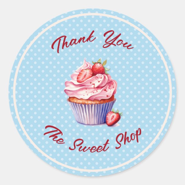Editable Bakery Thank You Stickers | Cupcake Logo  (Devant)