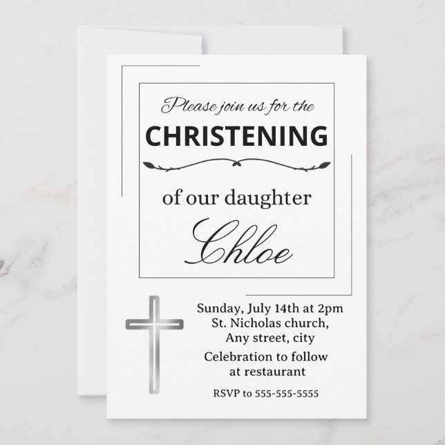 Editable baptism invitation (Devant)