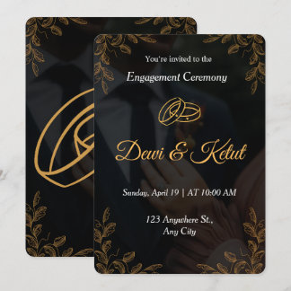 Editable Black Gold Engagement Invitation Template