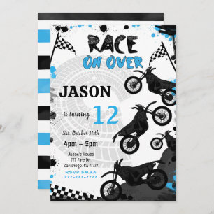 Editable Blue Bike Invitation Anniversaire