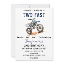Editable Blue Dirt Bike 2e Anniversaire Invitation