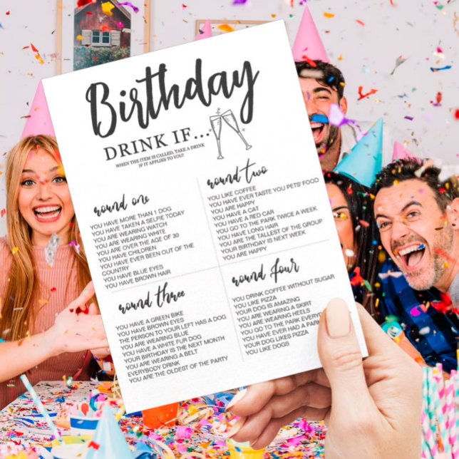ÉDITABLE Boire si Anniversaire Carte de jeu (Créateur téléchargé)