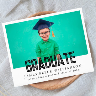 Editable Bold Photo Kindergarten Grad Faire-part