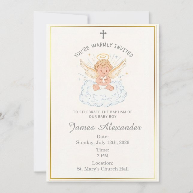 Editable Classic Baby Baptism Invitation (Devant)