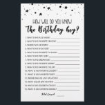 Editable Comme vous connaissez bien le garçon d'an<br><div class="desc">Achetez ce jeu éditable et profitez de la haute qualité Que savez-vous bien la carte fille anniversaire pour votre événement! C'est un modèle de jeu,  Vous pouvez changer les questions comme vous le souhaitez! Le design des étoiles noires et blanches.</div>