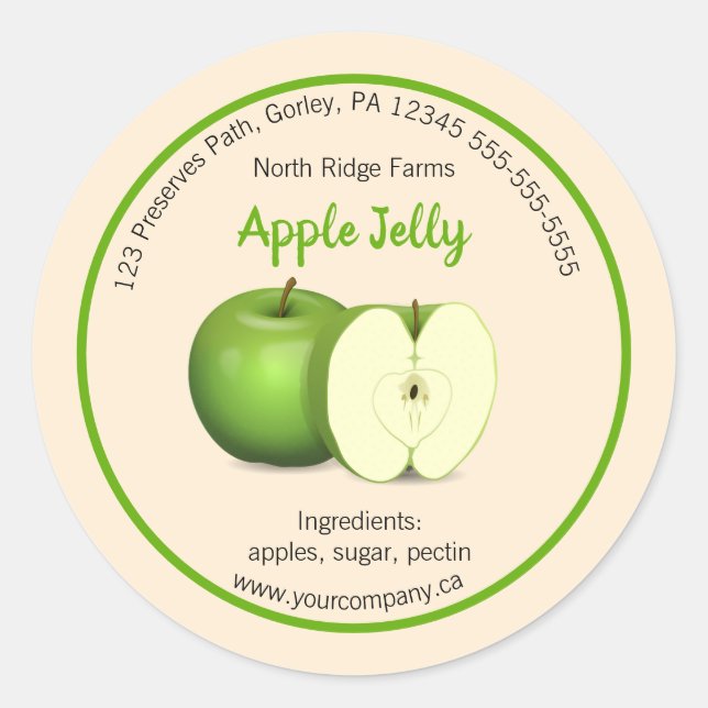 Editable Company Apple Jelly Étiquette (Devant)