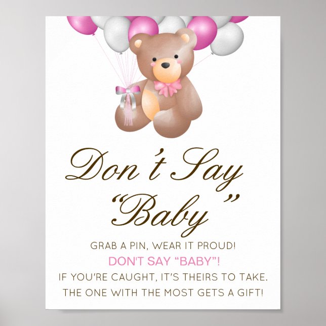 Editable Don't Say Baby Sign, attrapez une affiche (Devant)