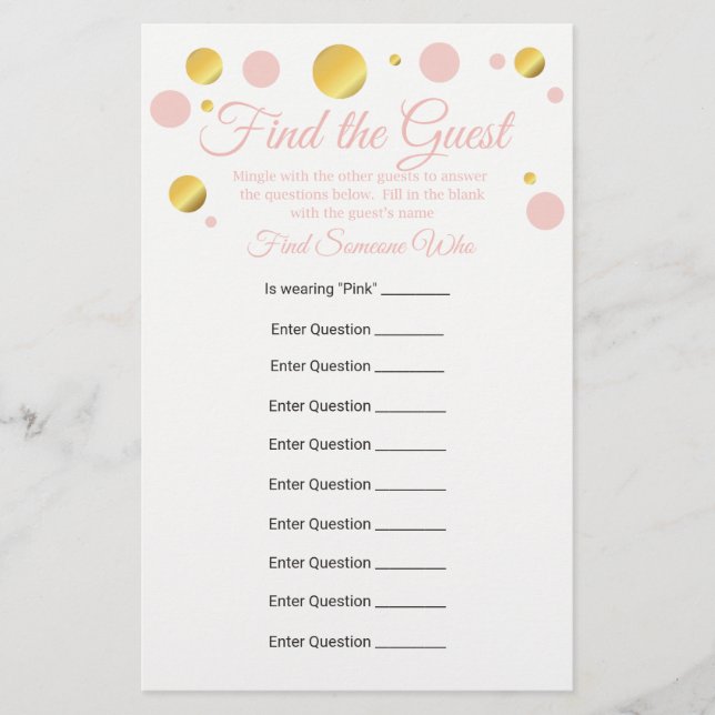 Editable Find the Guest Baby shower Game (Devant)