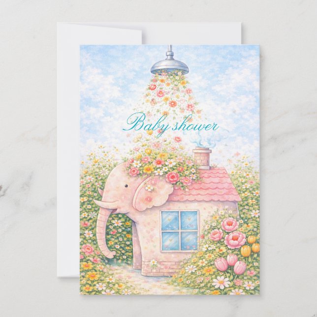 Editable Floral Baby Shower Invitation  (Devant)