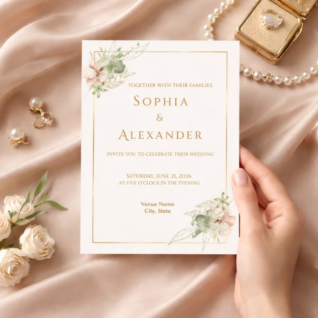 Editable Floral Wedding Invitation Template  (Créateur téléchargé)