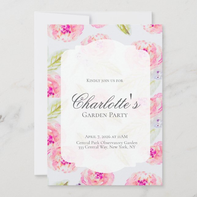 Editable French Garden Bridal Shower Invitation  (Devant)
