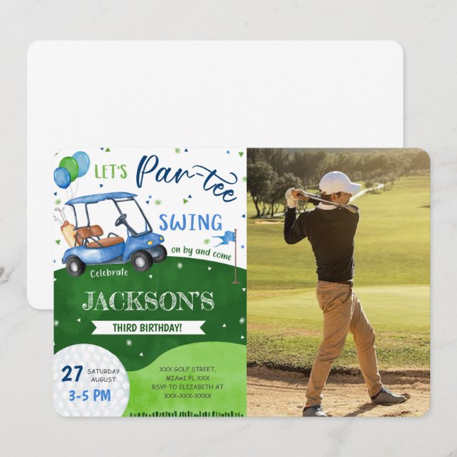 Editable Golf Anniversaire Photo Invitation (Devant / Derrière)