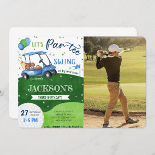 Editable Golf Anniversaire Photo Invitation