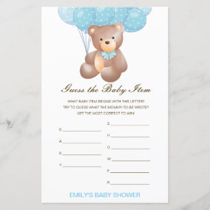 Editable Guess the Baby Item Baby shower Jeu