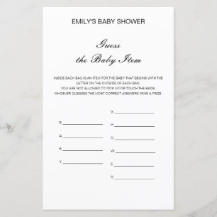 Editable Guess the Baby Item Baby shower Jeu