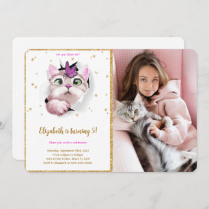Editable Kitten Anniversaire Photo Invitation