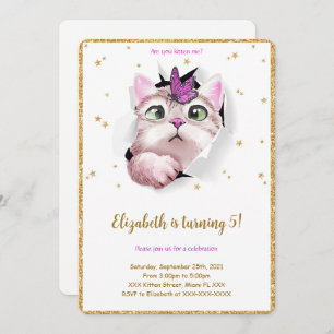 Editable Kitten Invitation d'anniversaire