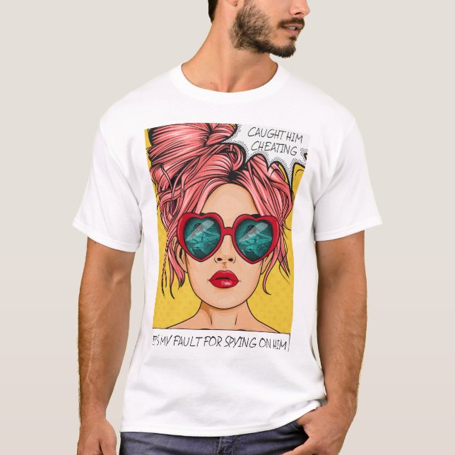 Editable L'A Attrapé Triching Pop Art T-Shirt (Devant)