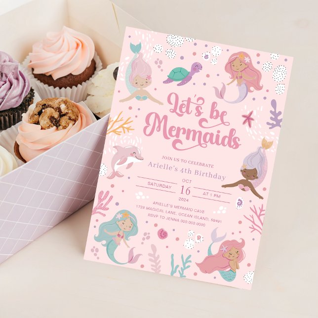 Editable Let's Be Mermaids Anniversaire Invitation (Editable Let's Be Mermaids Birthday Invitation
)