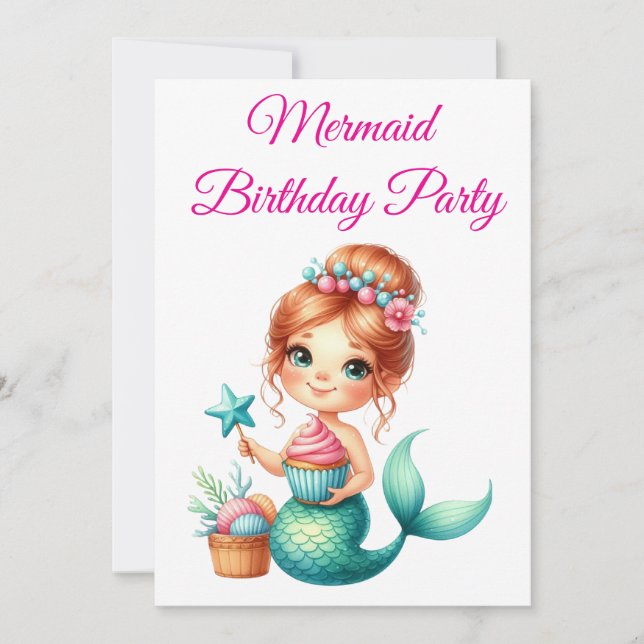 Editable Mermaid Birthday Invitation 🧜‍♀️✨  (Devant)