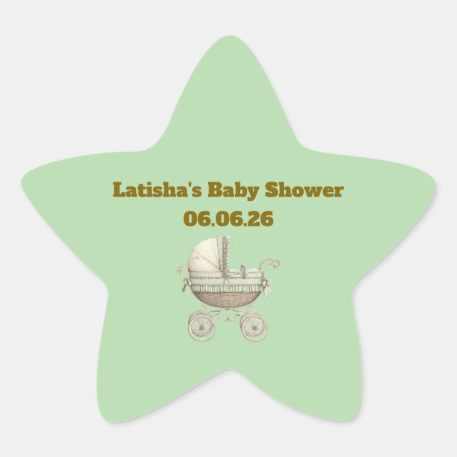 Editable Neutral Baby Shower Star Stickers (Devant)