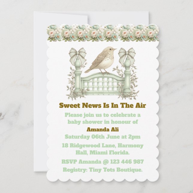 Editable Neutral Vintage Baby Shower Invitation (Devant)
