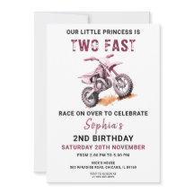 Editable Pink Dirt Bike 2e Invitation anniversaire